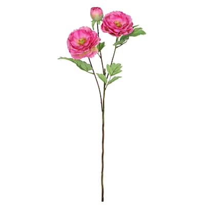 Set of 4 Fuchsia Artificial Tree Peony Flower Stem Spray 29in - 29" L x 8" W x 8" DP