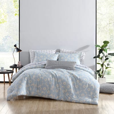 Marimekko Pieni Unikko Cotton Blue Comforter Set