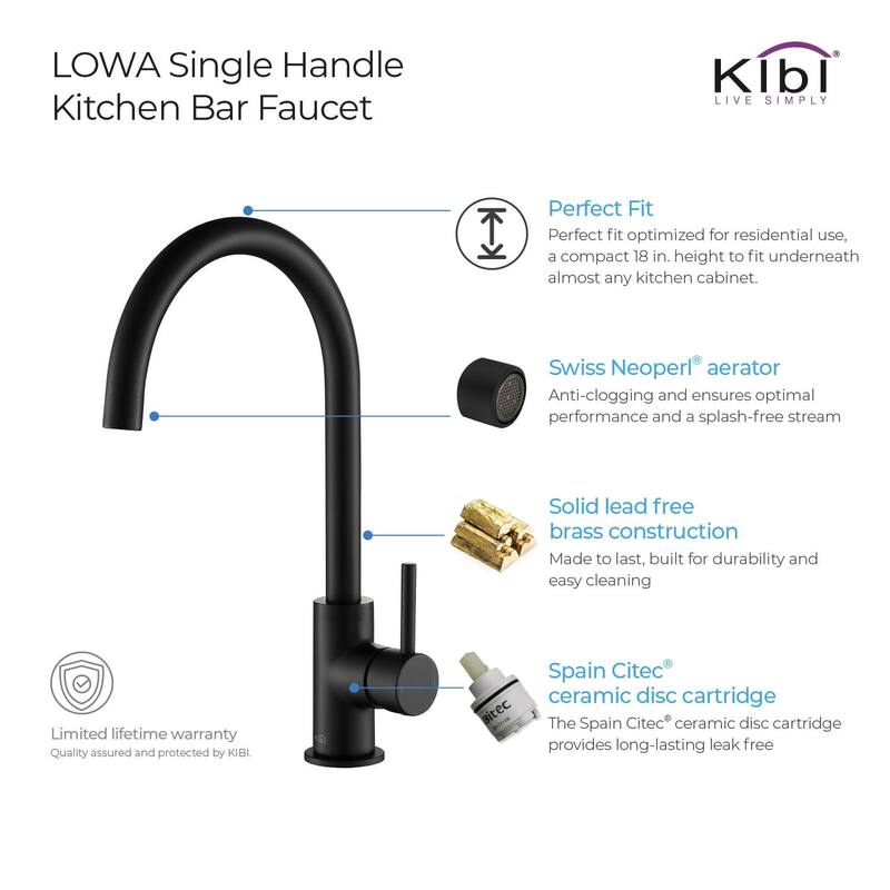 Lead Free Solid Brass High Arc Single Level Bar Prep Kitchen Faucet with Single Handle