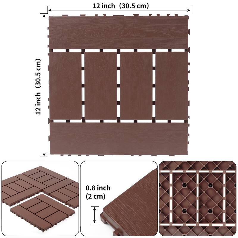 H style 12 inch balcony deck tiles, DIY interlocking deck floor tiles, indoor and outdoor floor tiles, 44pcs