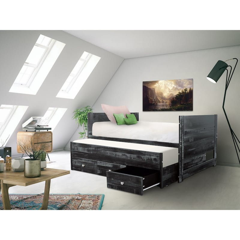 Taylor & Olive Begonia Twin Bed with Twin Trundle & 3 Built in Drawers