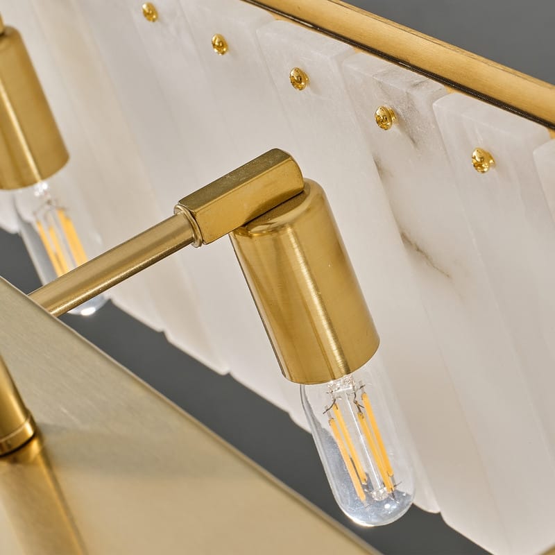 Elegant layered alabaster chandelier with natural stone panels