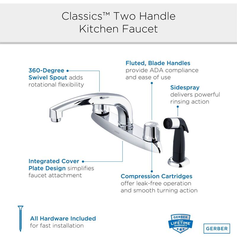 Gerber G0742216 Classics 1.75 GPM Standard Pull Out Kitchen Faucet