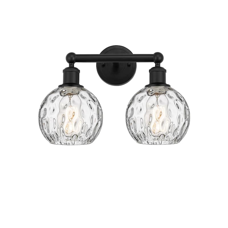 Innovations Lighting 616-2W-11-15 Athens Vanity Athens Deco Swirl 2 - Matte Black / Clear Water Glass