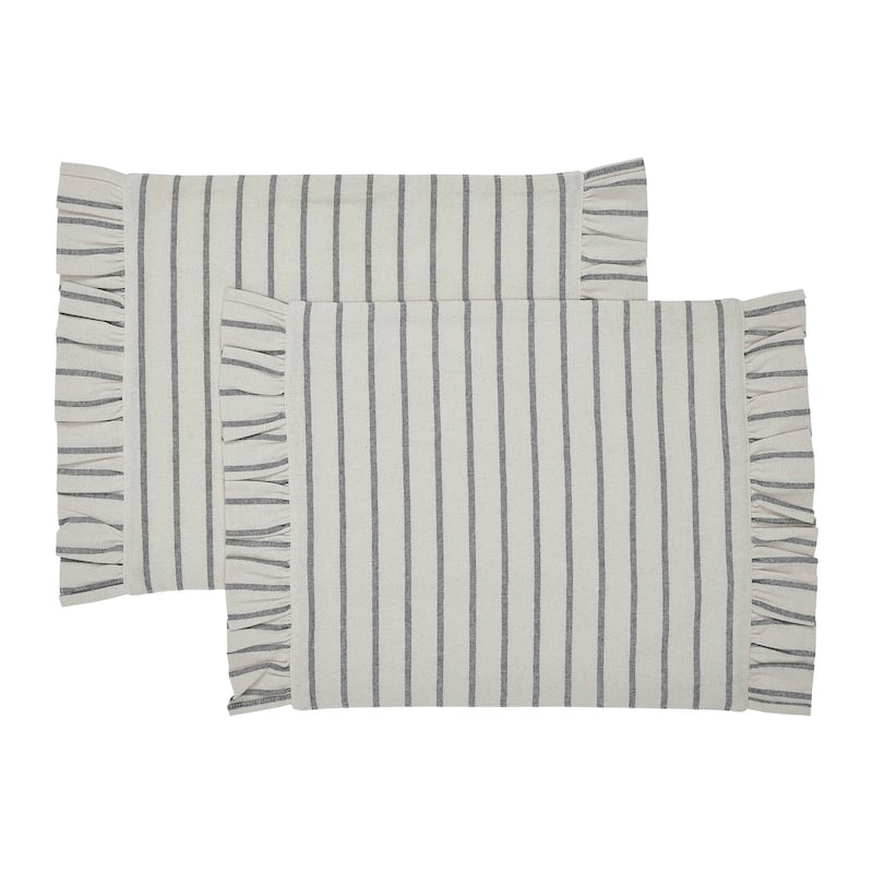 Kaila Ticking Stripe Ruffled Placemat Set of 2 13x19