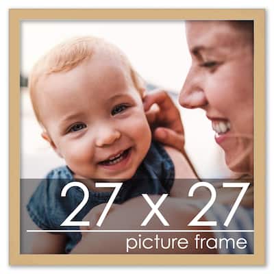 27x27 Traditional Natural Wood Picture Square Frame - Picture Frame Includes UV Acrylic, Foam Board Backing, & Hanging Hardware!