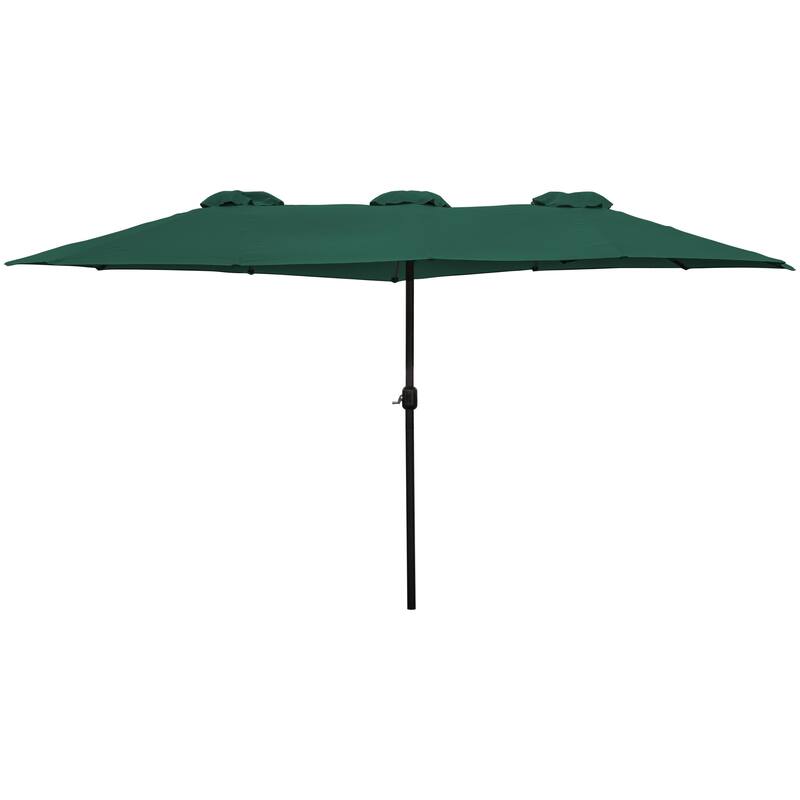 15' Outdoor Patio Market Umbrella with Hand Crank - Green