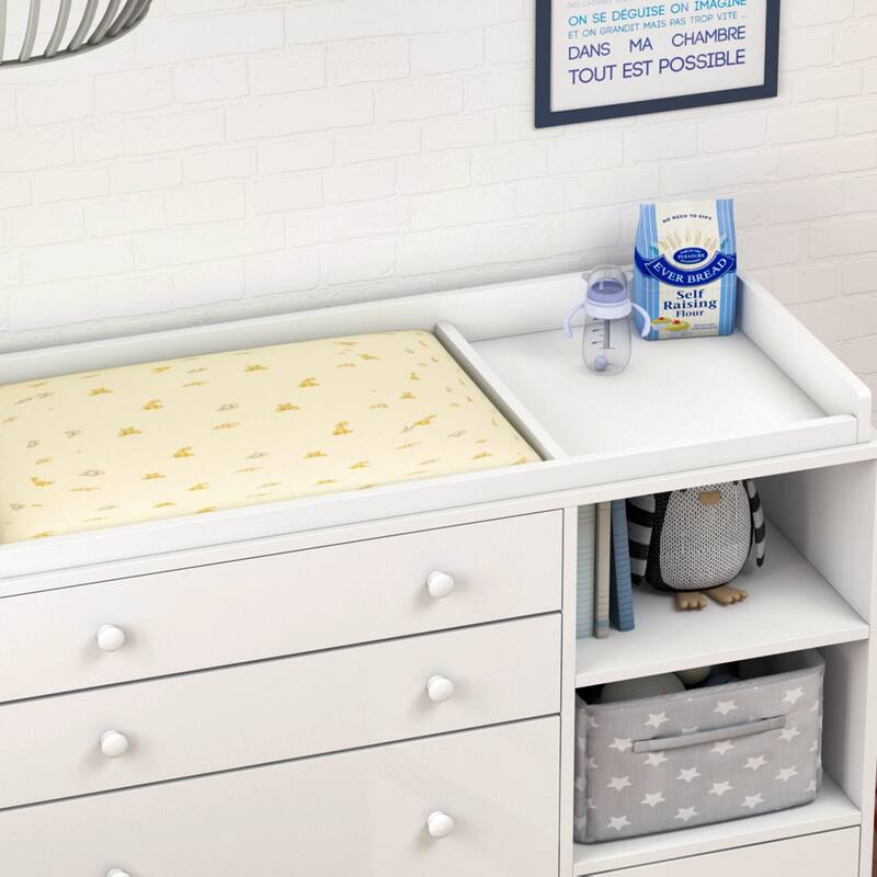 Kerrogee 5-Drawer Dresser with Baby Changing Table - White