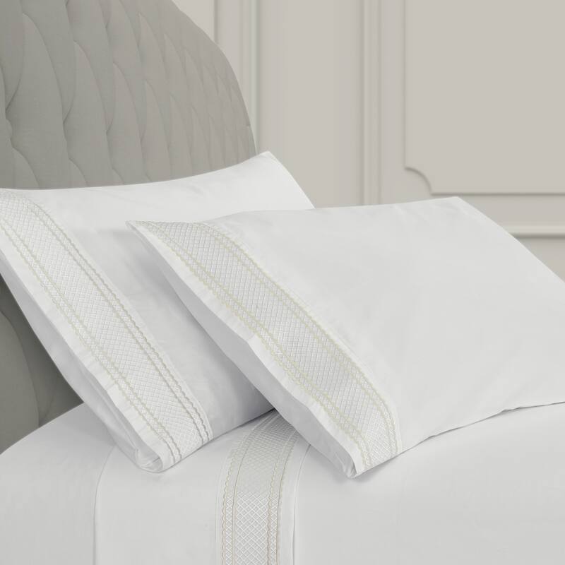 J. Queen New York Monarch Embroidered Pillow Case Pair - King - White