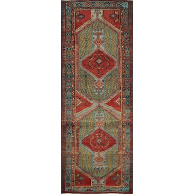 Hand Knotted Oriental 100% Wool Carpet Traditional Geometric Multi-Colored Ardebil Runner Rug - 10' 10'' X 3' 6''