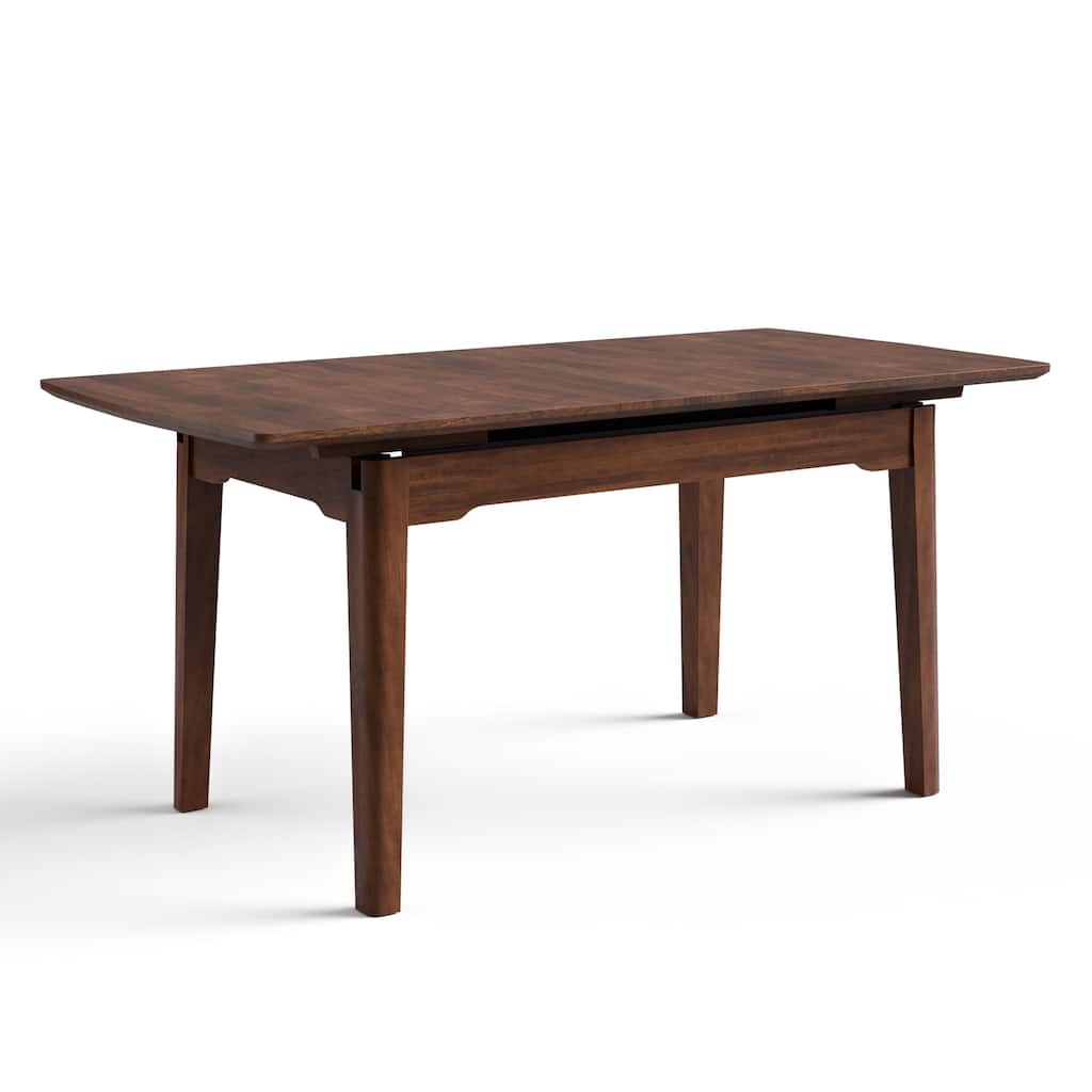 Furniture of America Abigail VIII Mid-Century Modern Rich Walnut Extendable Self-Storing 64-inch Dining Table