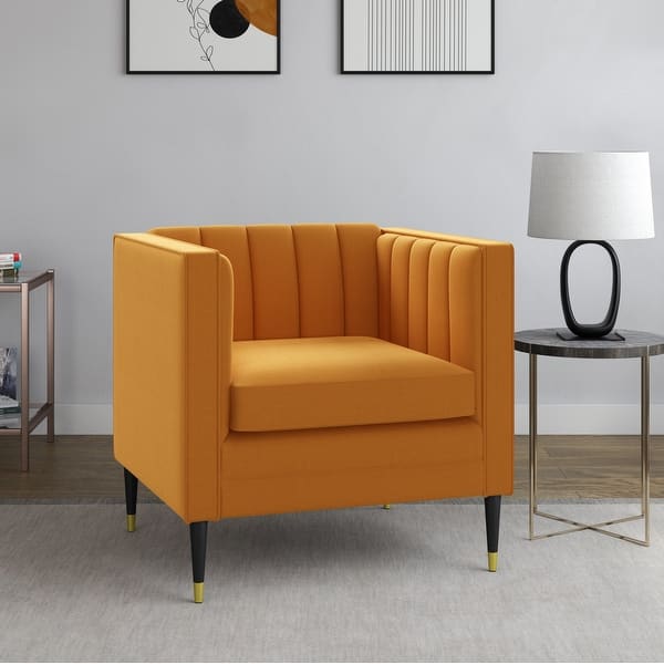 slide 1 of 28, Carson Carrington Carius Mid-Century Modern Channel-Tufted Tuxedo Chair