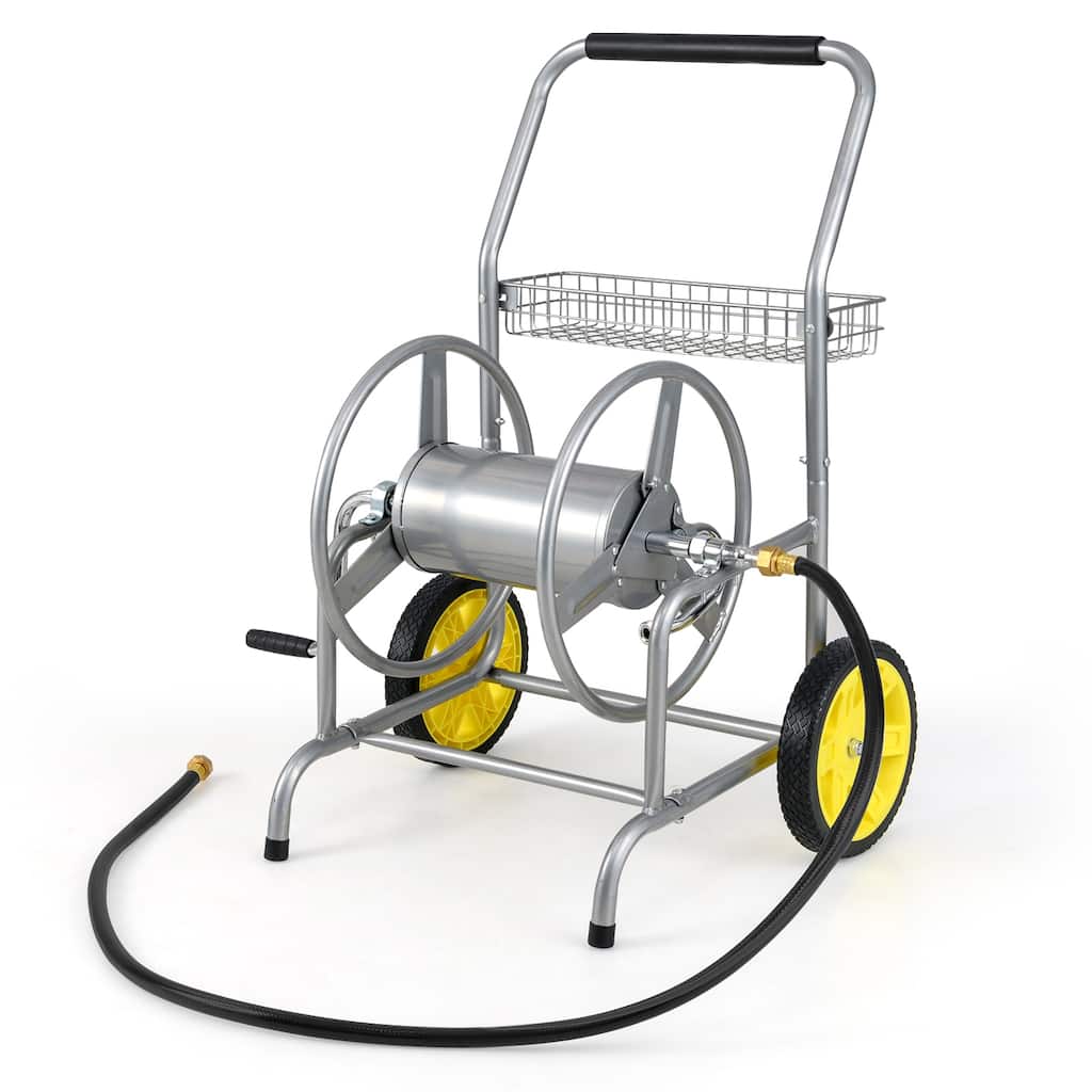 Gymax Garden Hose Reel Cart 230 FT of 5/8'' Large Capacity w/ 2 Wheels