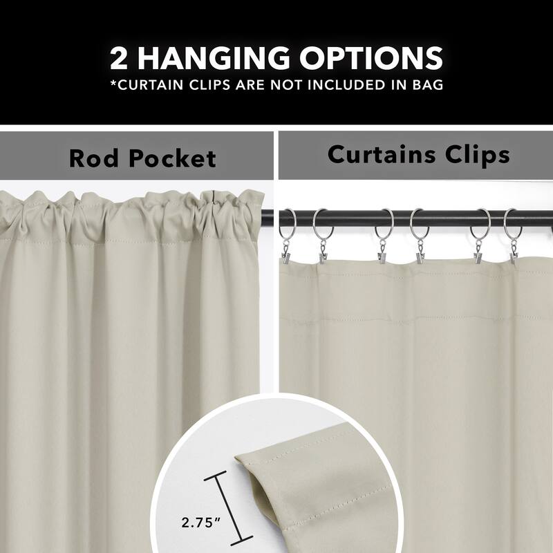 Deconovo 2-Pack Thermal Room Darkening Rod Pocket Curtains