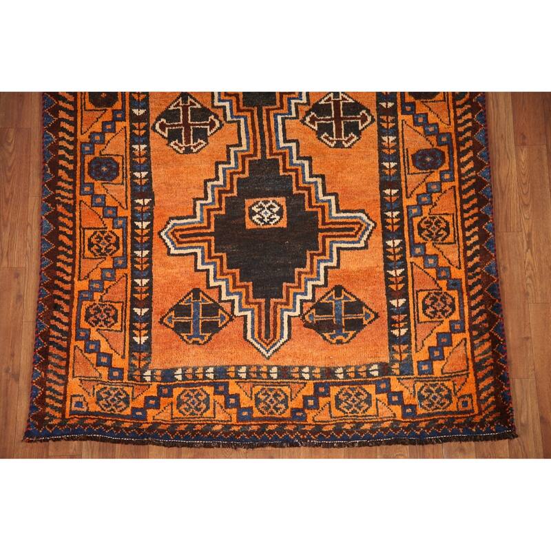Hand Knotted Oriental 100% Wool Carpet Traditional Tribal Oranges & Rust Lori Area Rug - 7' 4'' X 4' 0''