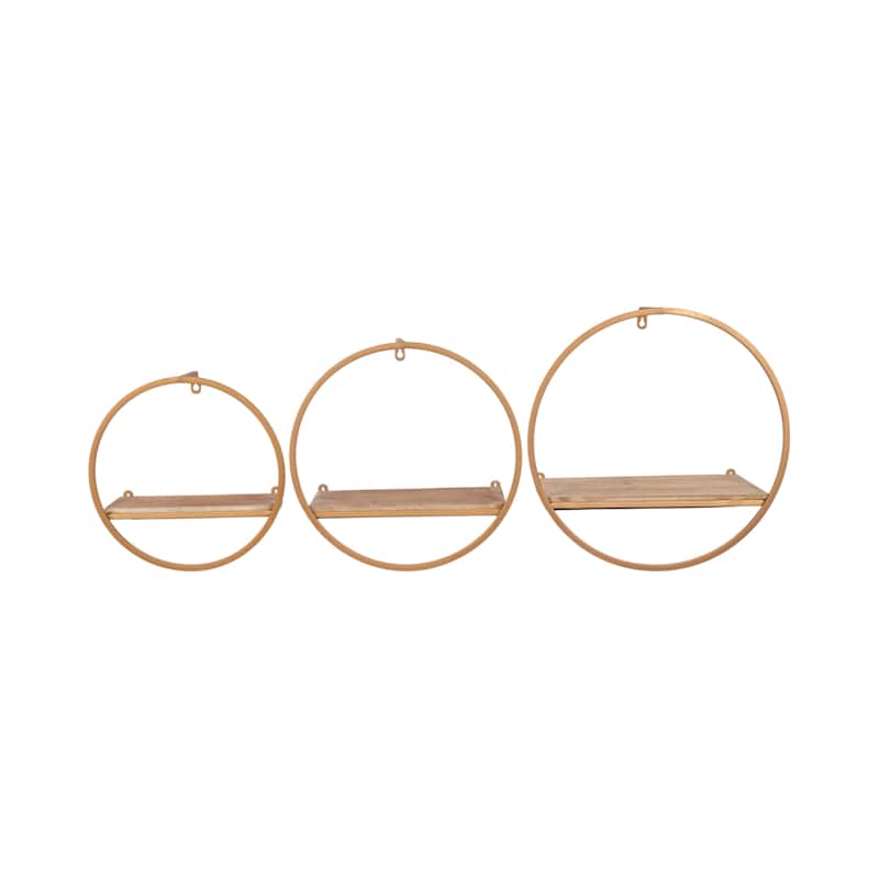 Sagebrook Home Modern Set of 3 Metal and Wood Storage Shelves