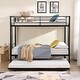 preview thumbnail 4 of 12, Black Twin over Twin Size Metal Bunk Bed with Trundle