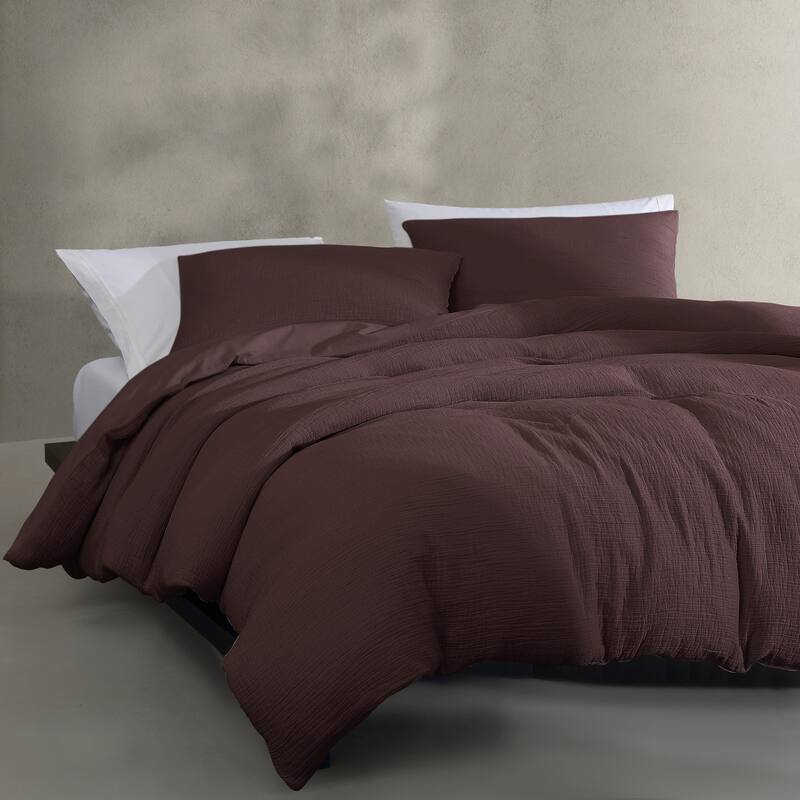Calvin Klein Washed Texture Solid Cotton Duvet Cover Set