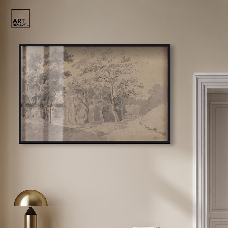 Grove with Road and Haycart Shadowbox by Art Remedy