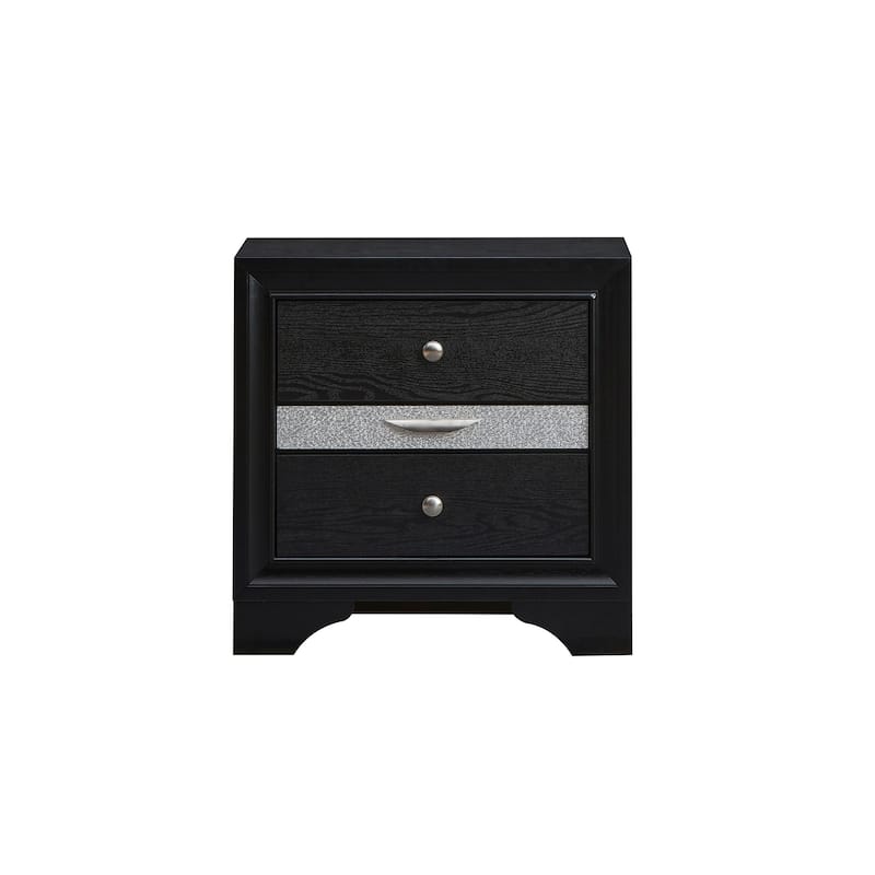 Madrid 3-Drawer 26 in. W Nightstand - Black