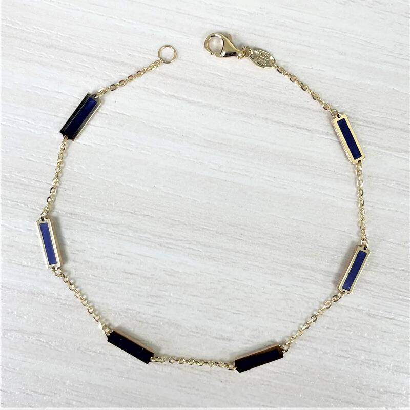Joelle Collection Lapis Stackable Bar Bracelet - 14K Gold Lapis Bracelet