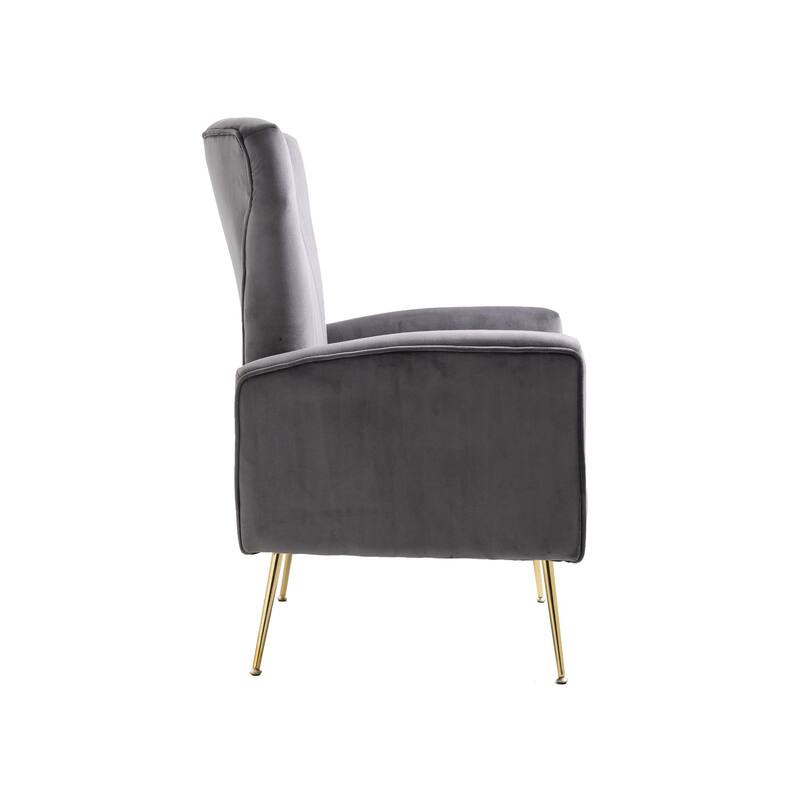 Wingback Upholstered Velvet Armchair - 41.25" - Gray