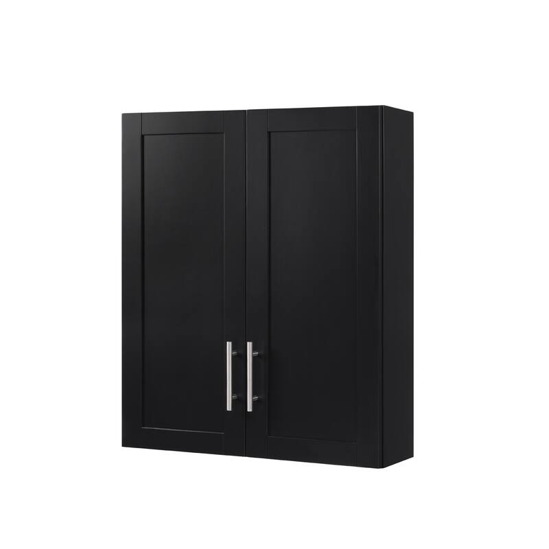 Wooden Wall-Mounted Cabinet with Double Doors and Shelves.