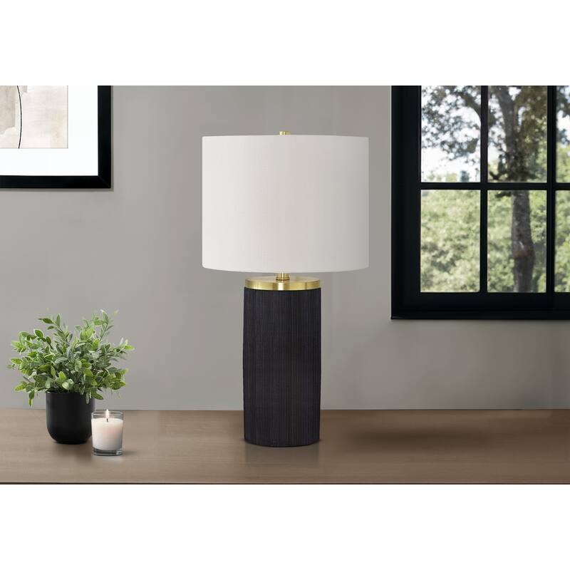 Lighting, 24"h, Table Lamp, Black Concrete, Ivory / Cream Shade, Modern - Black