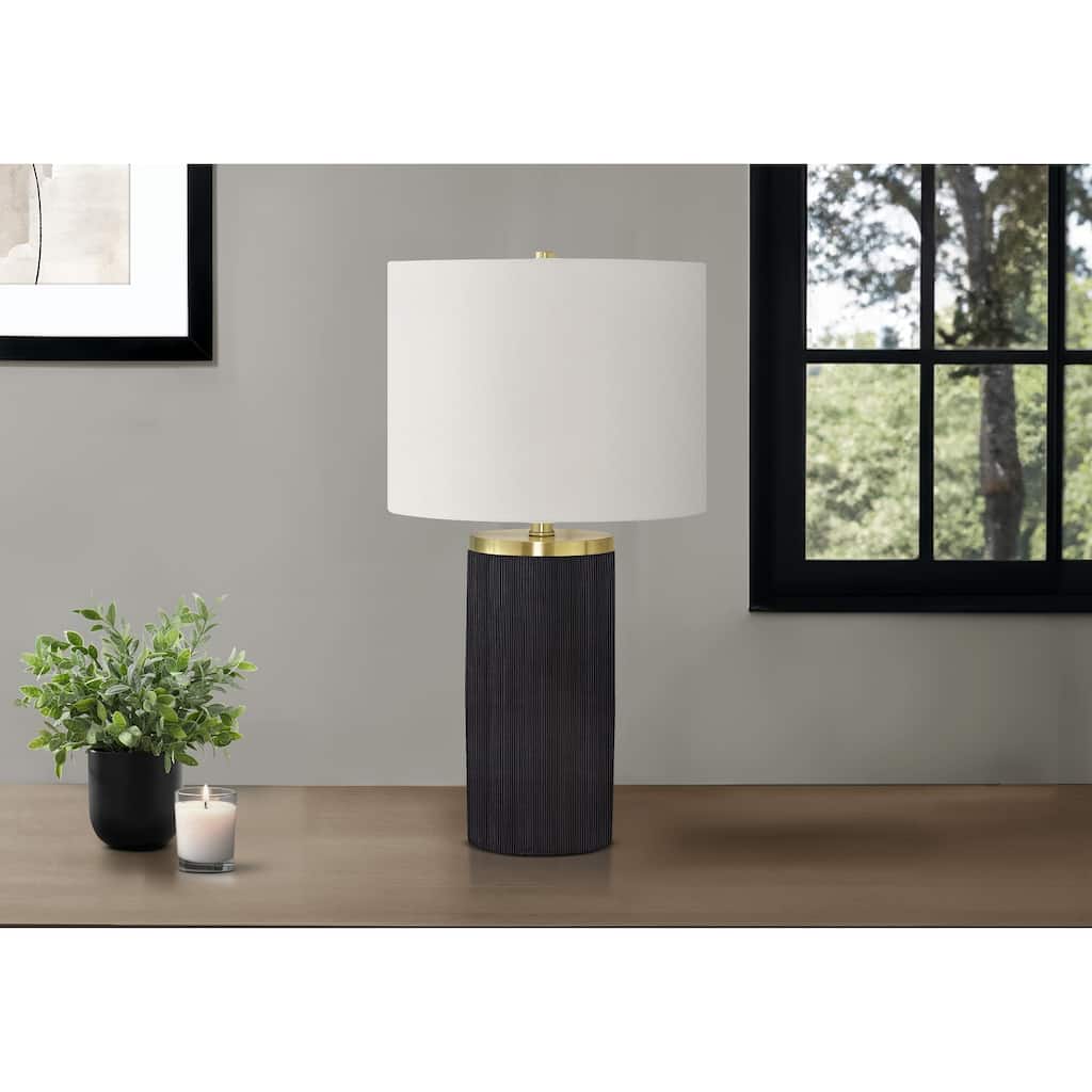 Lighting, 24"h, Table Lamp, Black Concrete, Ivory / Cream Shade, Modern