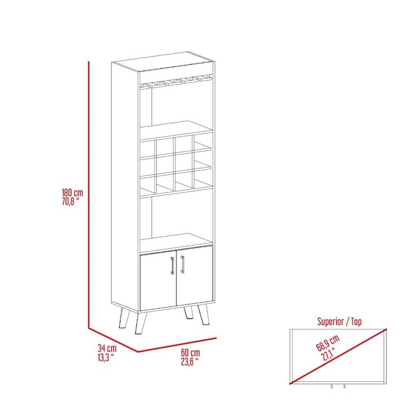 Double Door Bar Cabinet with 12 Built-in Wine Rack and 2 Shelves