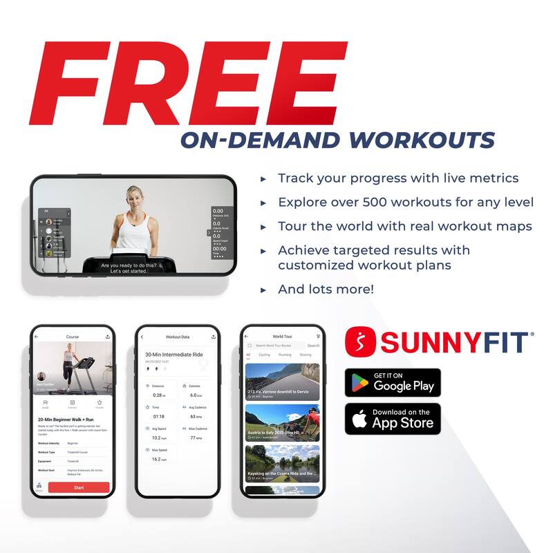 Sunny Health & Fitness Astra Elite Treadmill with Auto Incline, Wide Deck & Exclusive SunnyFit - SF-T722052