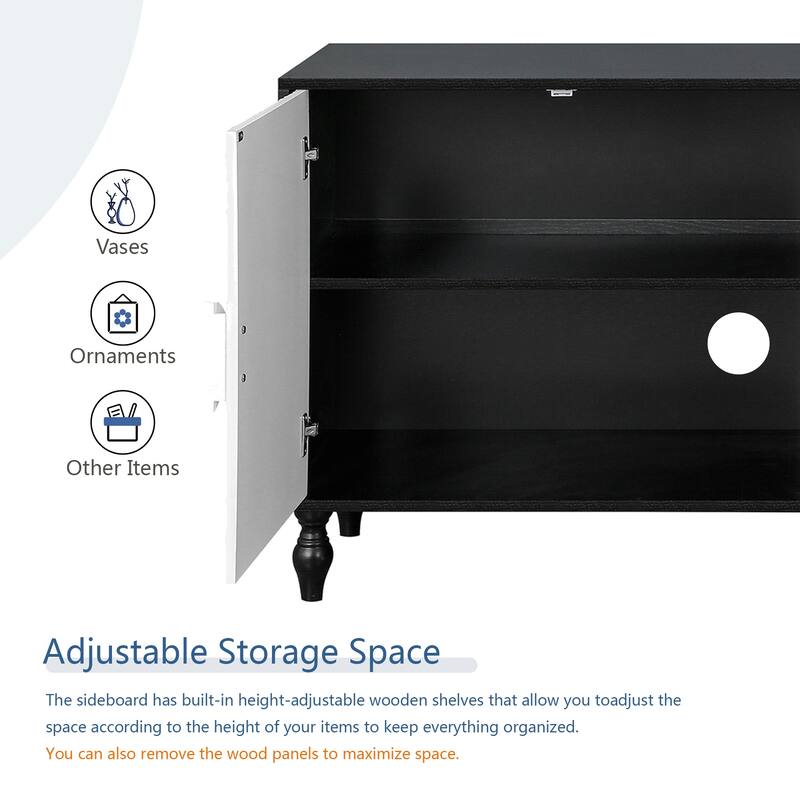 Elegant TV Console Cabinet with Carved Doors & Ample Storage for Living Room Media Organization