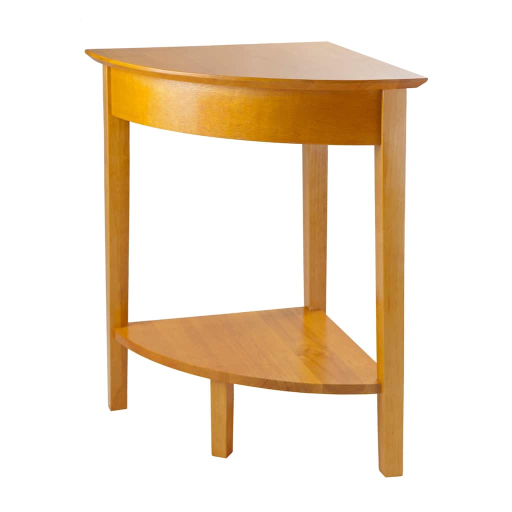 29" Honey Pine Studio Corner Table with Lower Shelf