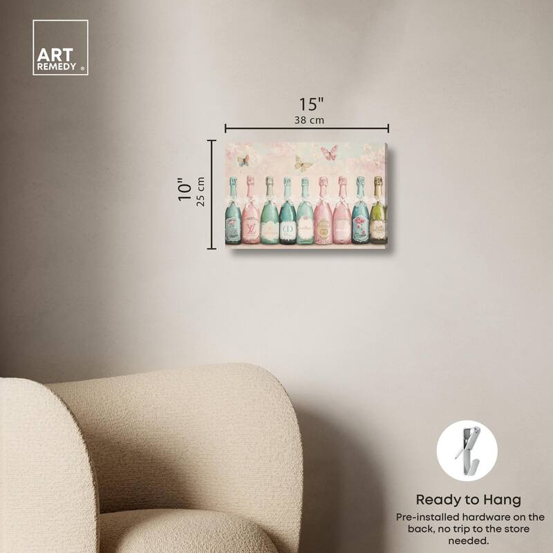 Champagne Mint and Pink Canvas by Art Remedy, Gallery Wrapped