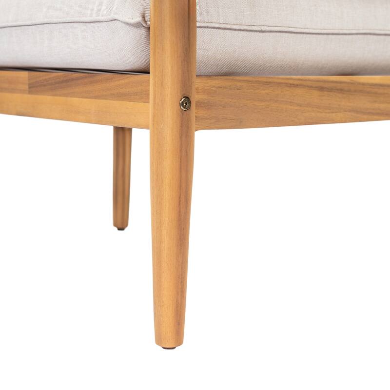 Christopher Knight Home - Terassi Outdoor Acacia Wood 3-Seater Sofa with Wide Armrest & Backrest Support Cushion - 76.25"W