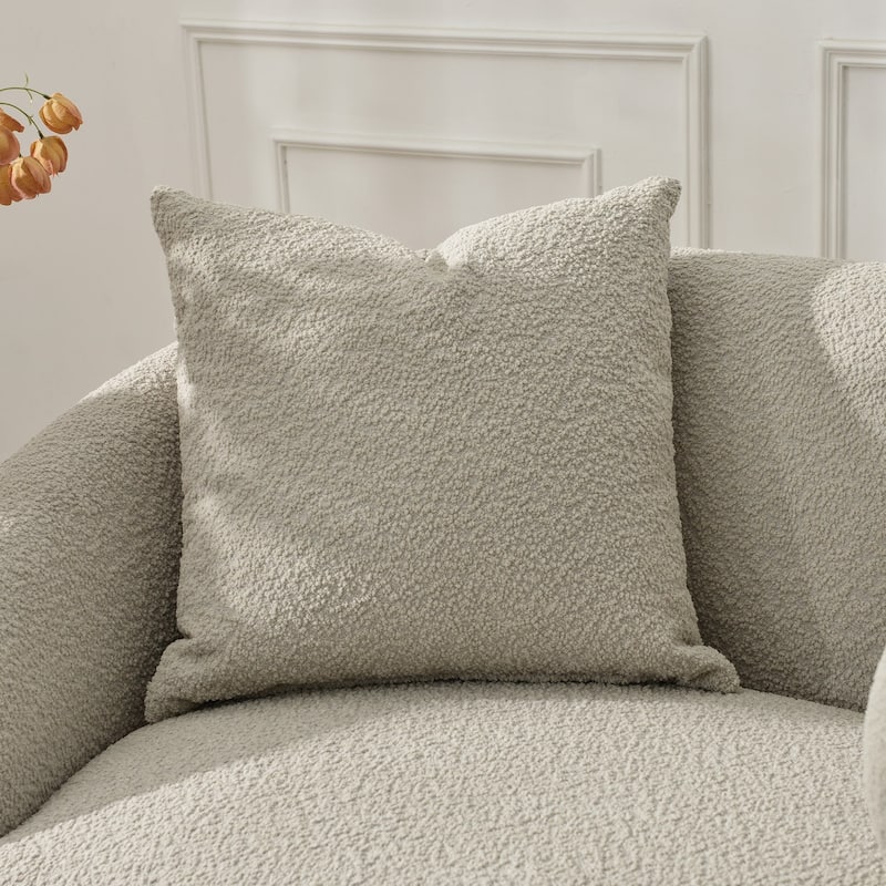 KINWELL 68" W Upholstered Sherpa Boucle Loveseat with 2 Pillows - 2-Seater