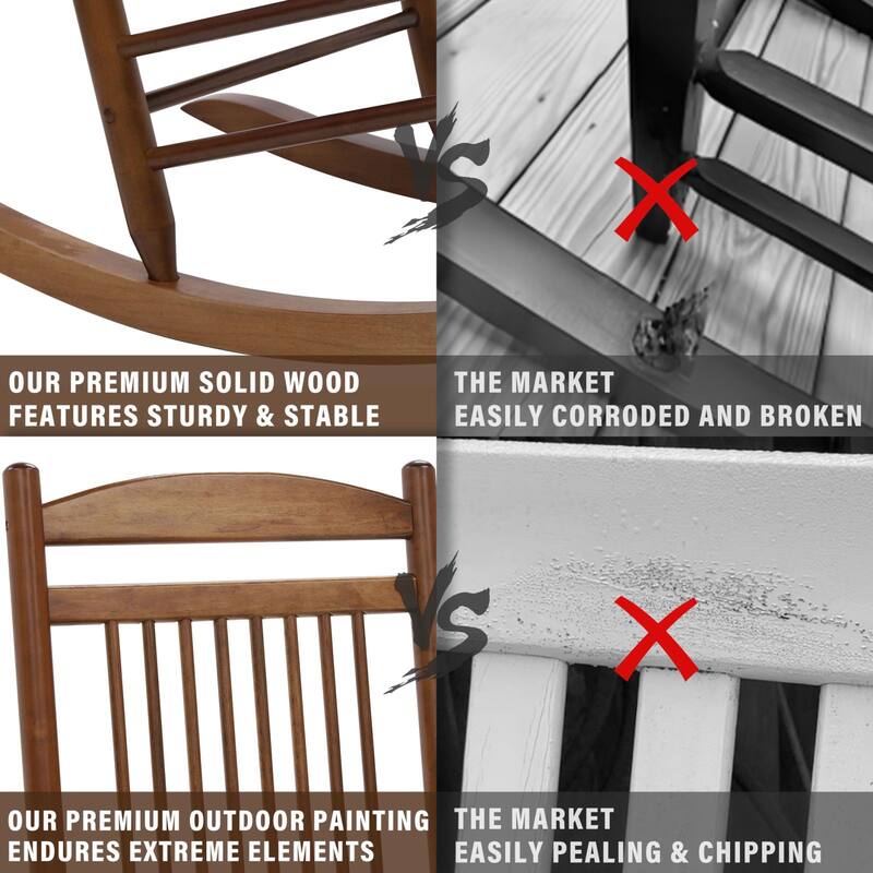 VEIKOUS 3-Piece Outdoor Rocking Chair Set with Folding Table for Patio and Porch