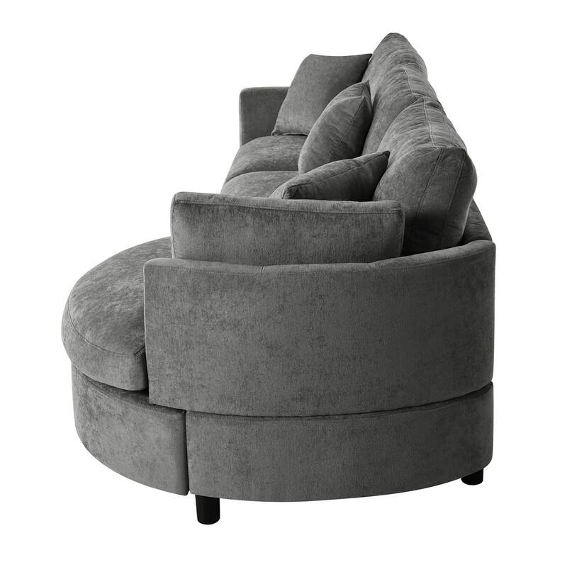 Modern 3-Piece Chenille Sectional Sofa with Curved Chaise and Comfortable Cushions for Living Rooms