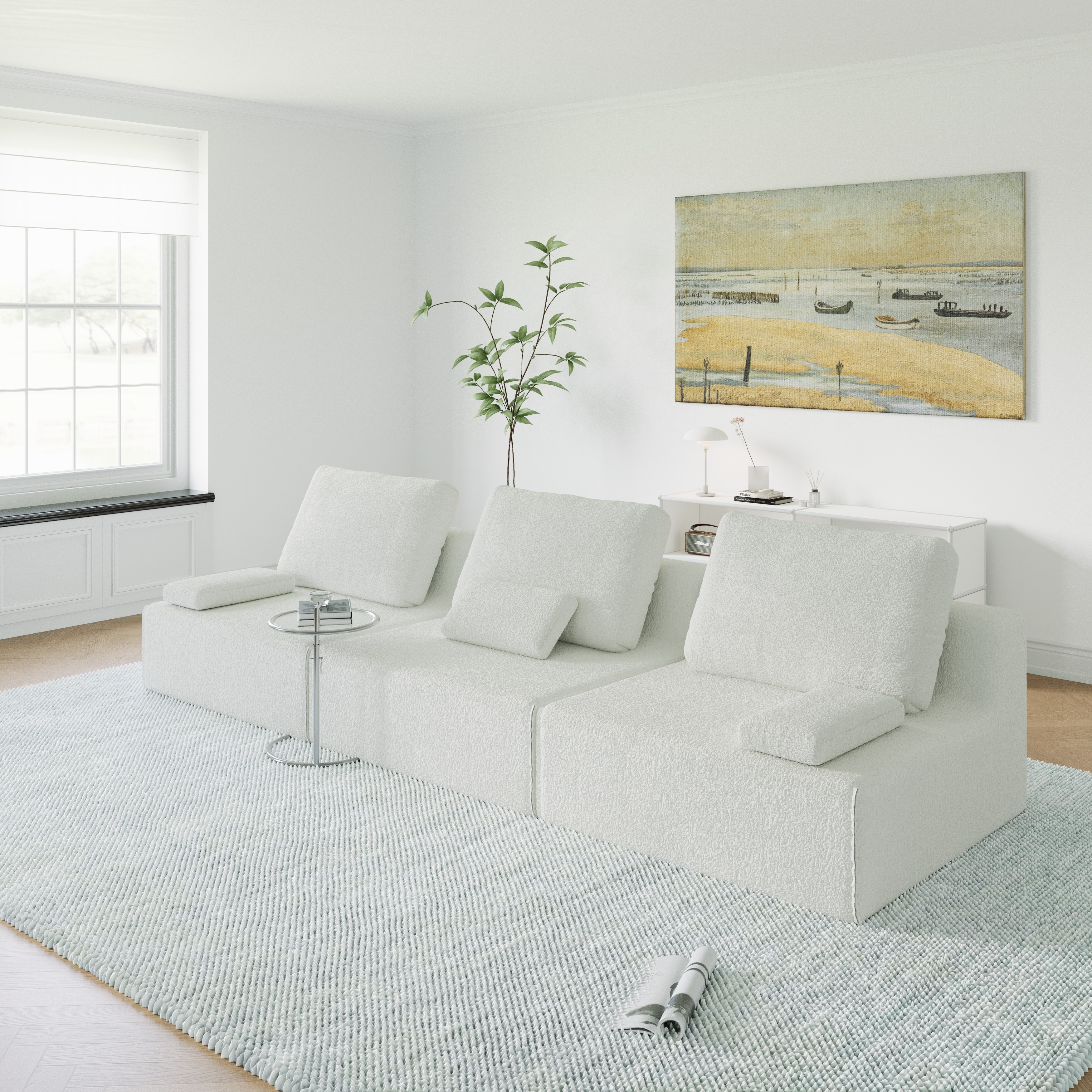 Oversized Modular Sectional Sofa, Luxury Boucle Floor Couch Set, Convertible Compressed Couch, Free Combination