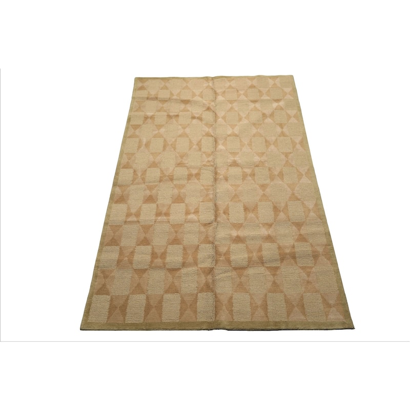 5'9''x9 Hand Knotted Wool Moss Tibetan Modern & Contemporary Loop n cut pile Rug - 5' 9'' x 9'