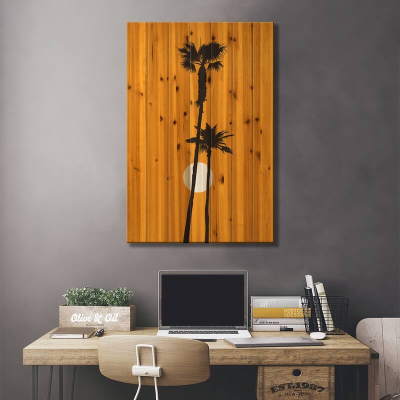 Paradise - Yellow Print On Wood by Kubistika - Multi-Color