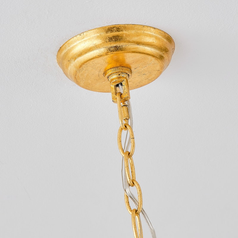 Modern Farmhouse Gold Natural Jute Large Candle Chandelier - 27.6 in. D x 27.6 in. W x 23.6 in. H