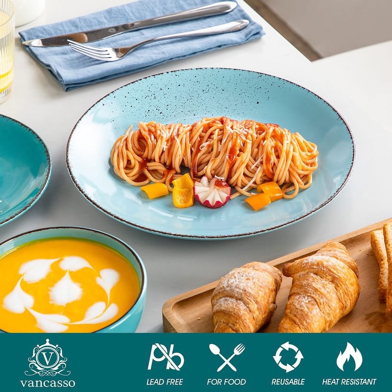 vancasso NAVIA Sesame Glaze 12-Piece Stoneware Dinnerware Set