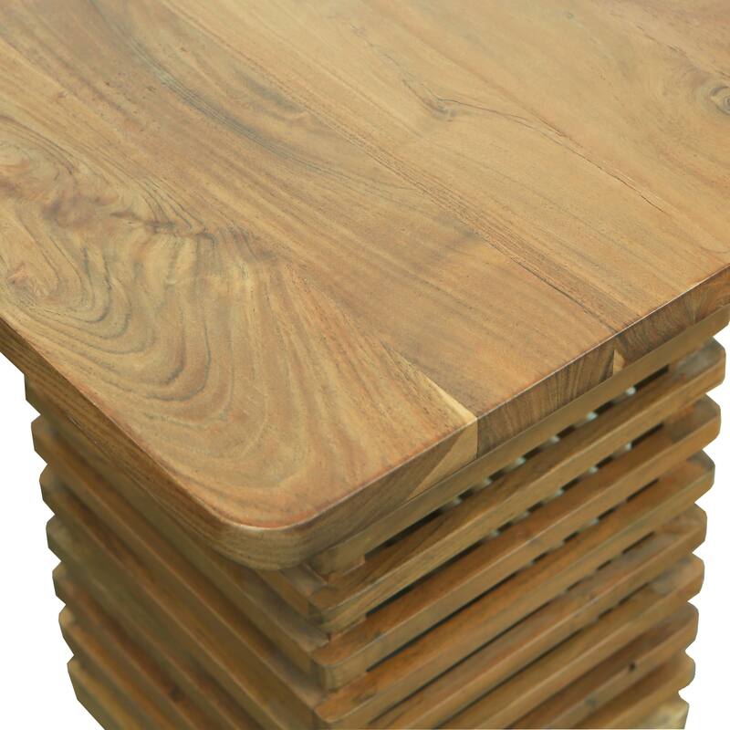 Wilton Handmade Lattice Base Wood Side Table, 22"W x 22"D x 24"H, Light Brown Finish by Sevita - 22"W x 22"D x 24"H