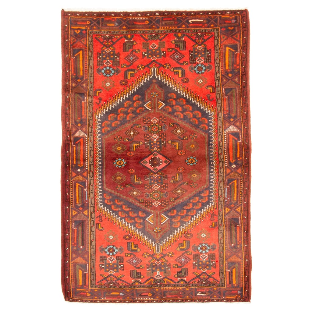 ECARPETGALLERY Hand-knotted Andelz Dark Red Wool Rug - 4'0 x 6'8
