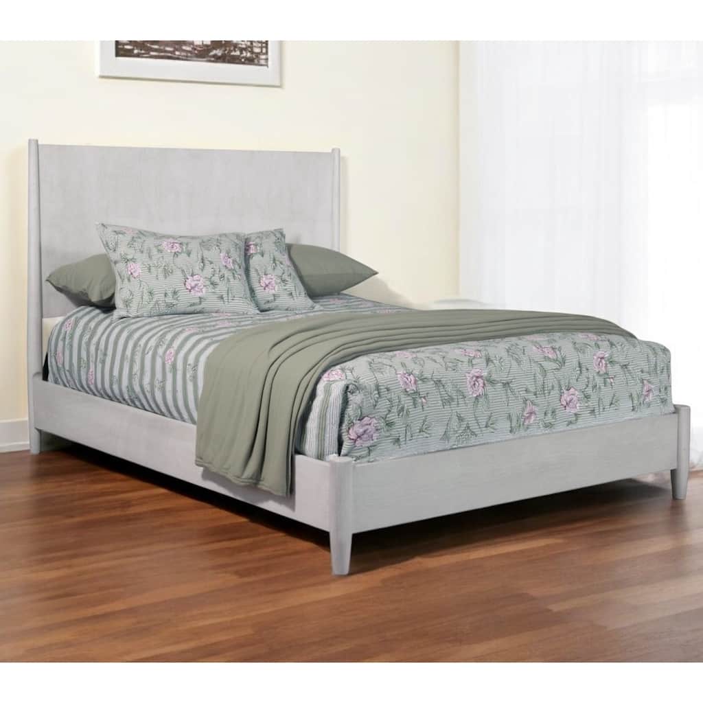 HomeRoots Gray Solid Wood Queen Bed Frame