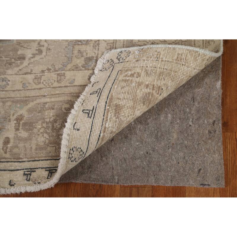 Hand Knotted Oriental 100% Wool Carpet Traditional Floral Beige & Ivories Tabriz Area Rug - 10' 11'' X 8' 1''