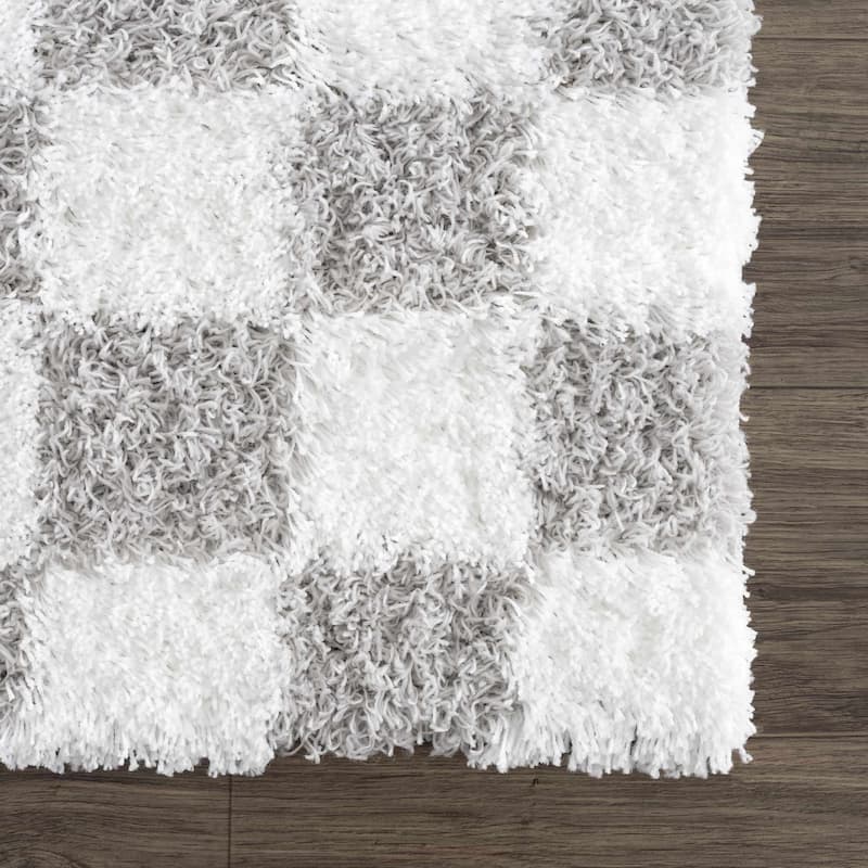 Hauteloom Atira Living Room, Bedroom Area Rug - Contemporary - Plush Pile - Light Gray,Cream - 7'10" x 10'3"