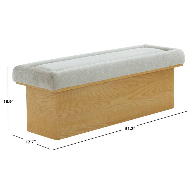 SAFAVIEH Couture Trudy Chenille And Wood Bench - 51"W x 17"D x 18"H