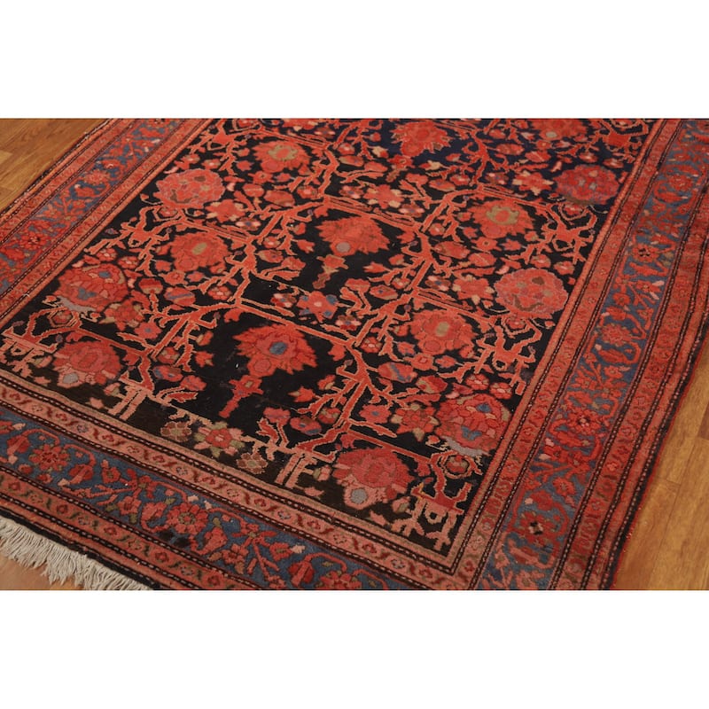 Hand Knotted Oriental 100% Wool Carpet Traditional Floral Oranges & Rust Malayer Area Rug - 6' 6'' X 4' 5''